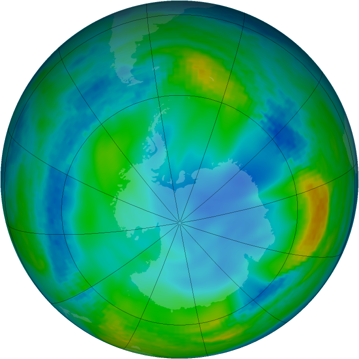 Antarctic ozone map for 28 June 1990